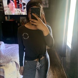 dark grey pink sweatshirt